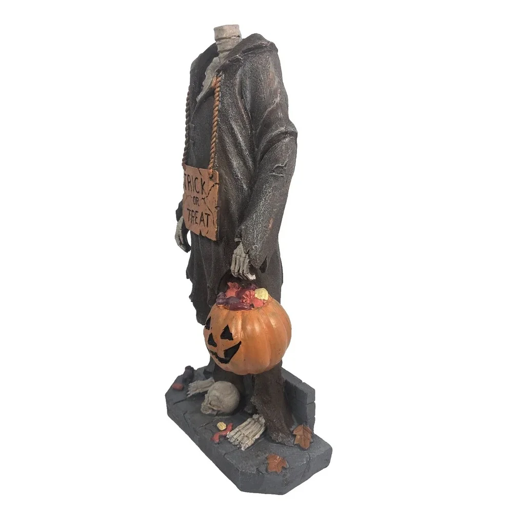 Headless Skeleton Trick or Treat Pumpkin Halloween Decor Statue Figure 15.5